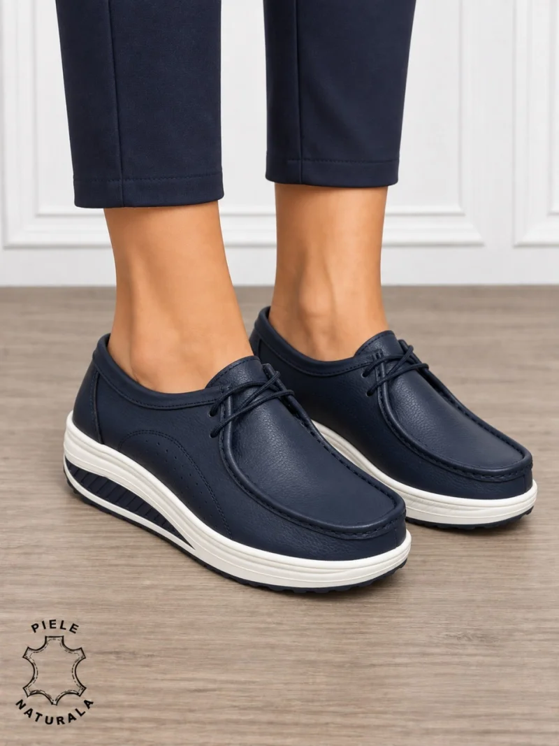 Mocasini dama din Piele Naturala CRL1219 BLEUMARIN