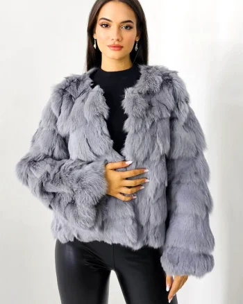 Blana naturala de vulpe Sidonia, cu prindere pe interior, Gri, Marime S/M/L