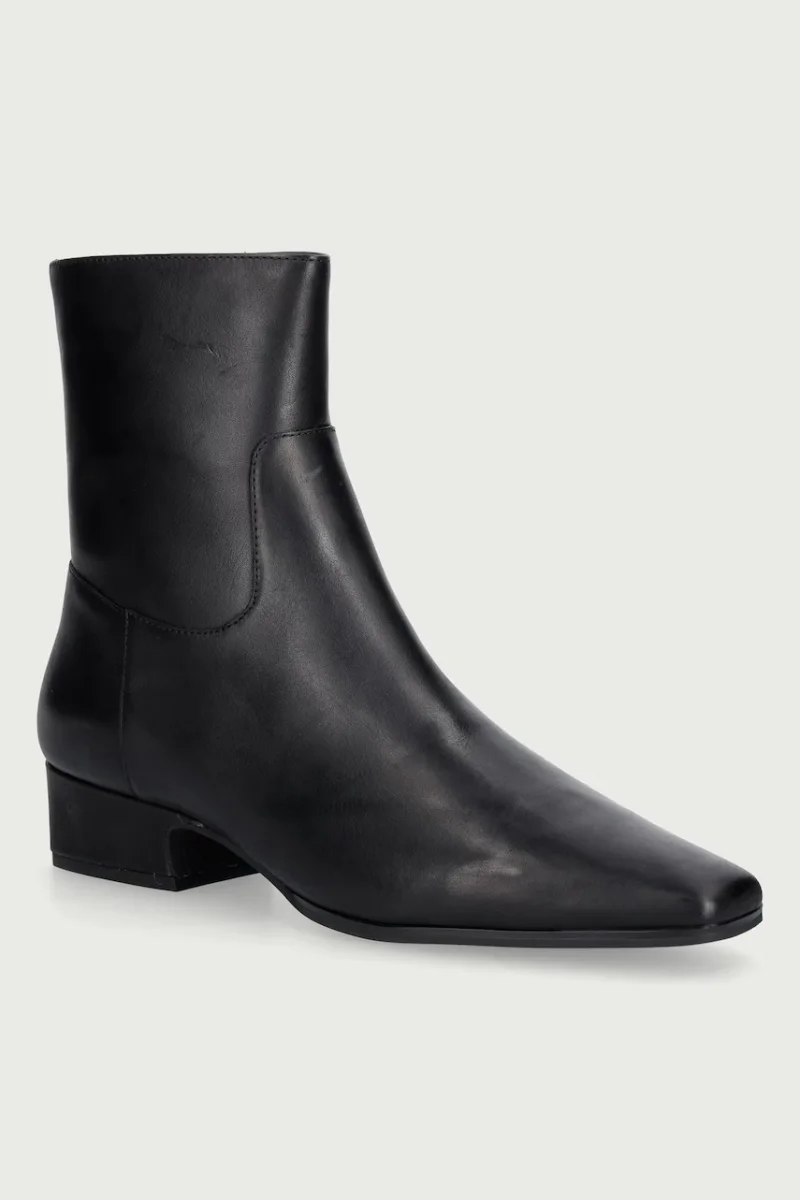 Nokwol  botine pentru femei din piele Dusty Black Leather