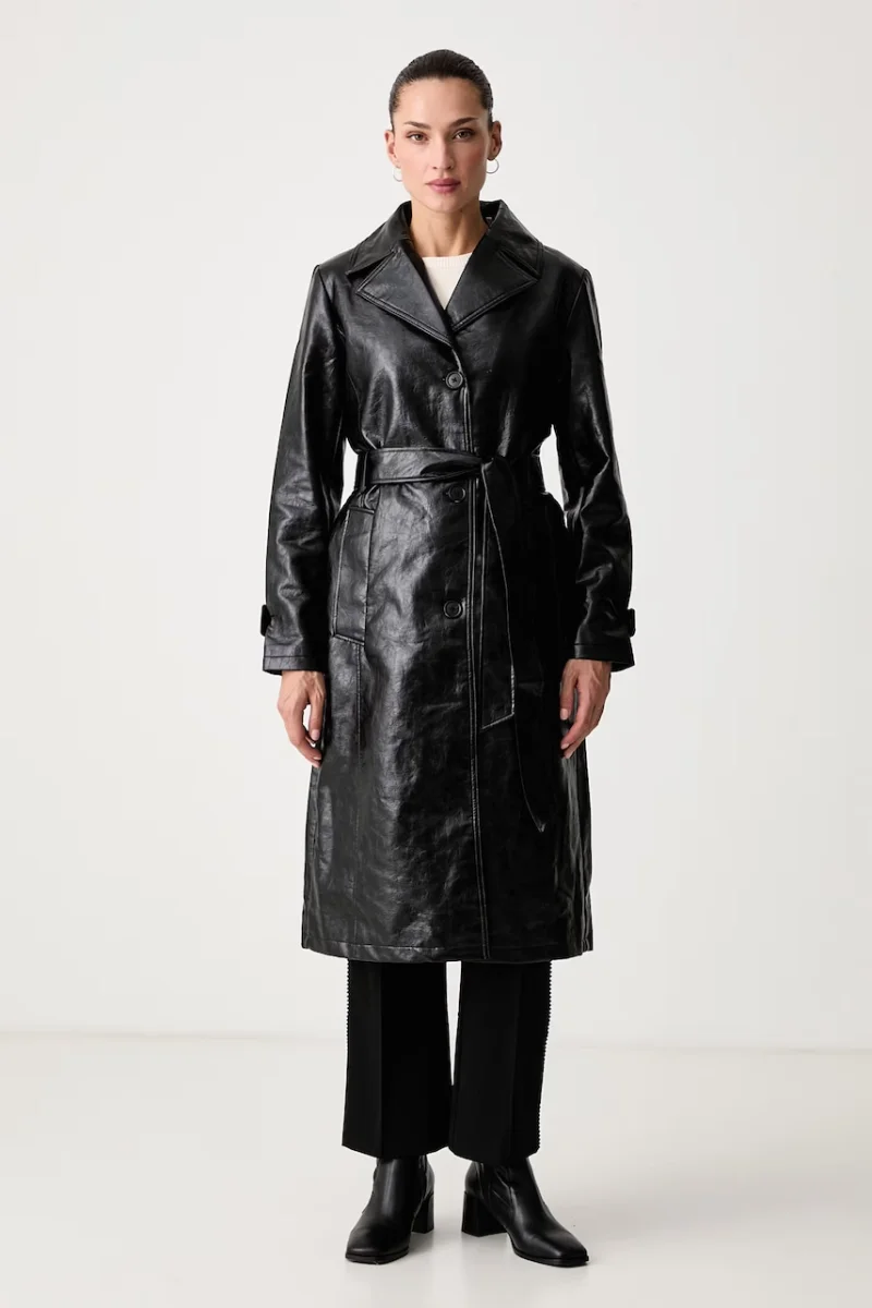 DKNY  palton pentru femei din imitație de piele