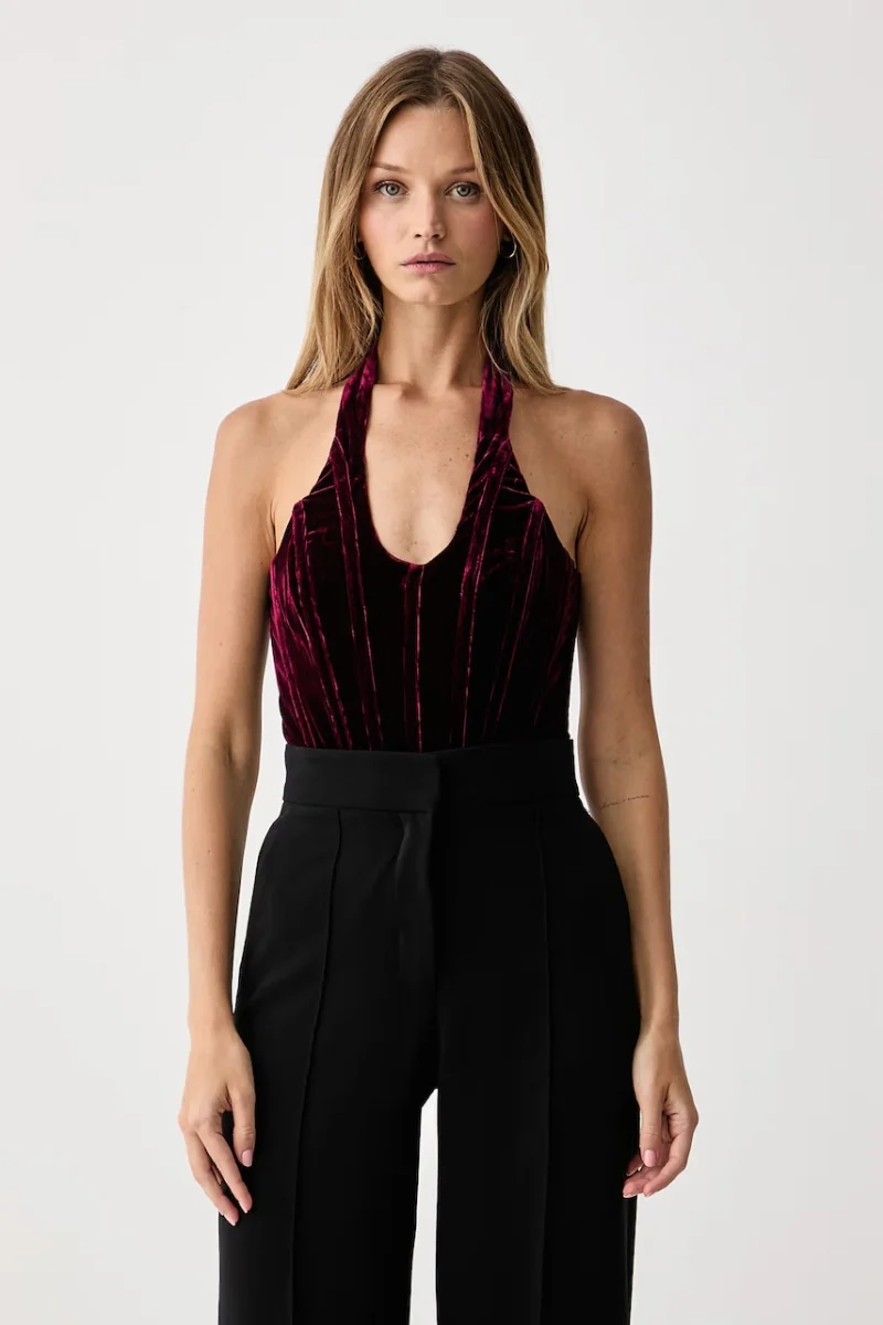 Bardot  body pentru femei din velur TREY