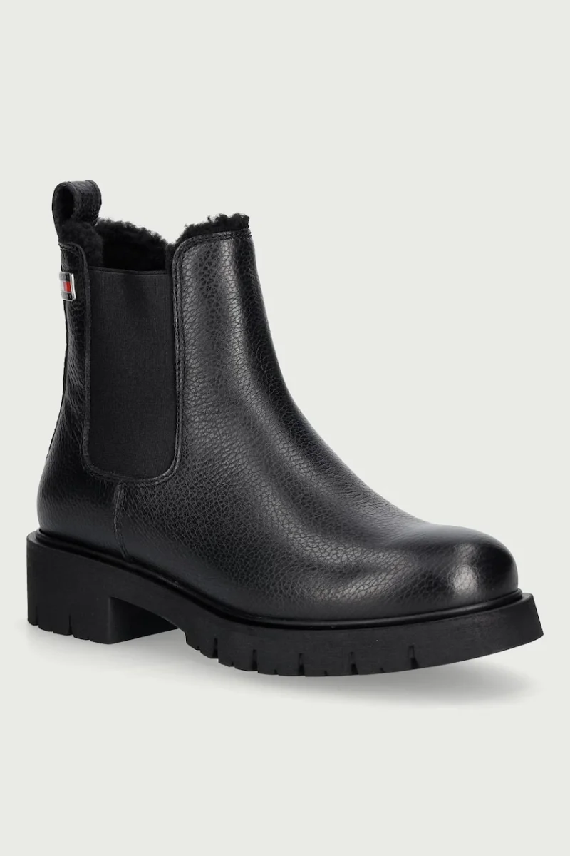 Tommy Jeans  ghete scurte pentru femei din piele TJW CLEATED CHELSEA BOOTS WL