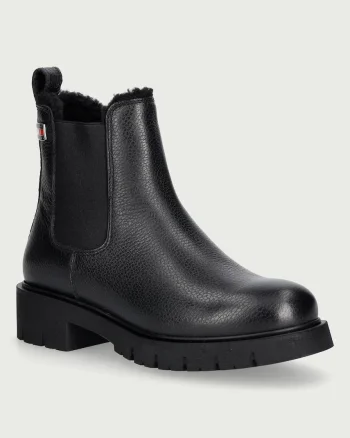 Tommy Jeans  ghete scurte pentru femei din piele TJW CLEATED CHELSEA BOOTS WL