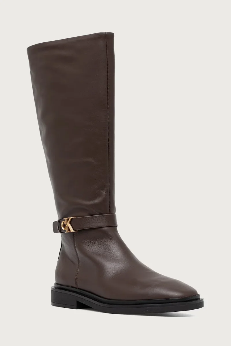 Calvin Klein  cizme pentru femei din piele SQUARE HIGH BOOT LTH MG HDW