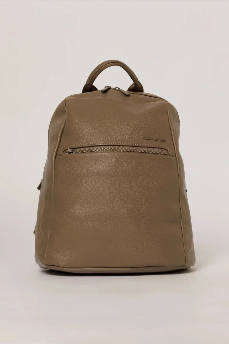Rucsac casual gri cu buzunar frontal si aspect rafinat