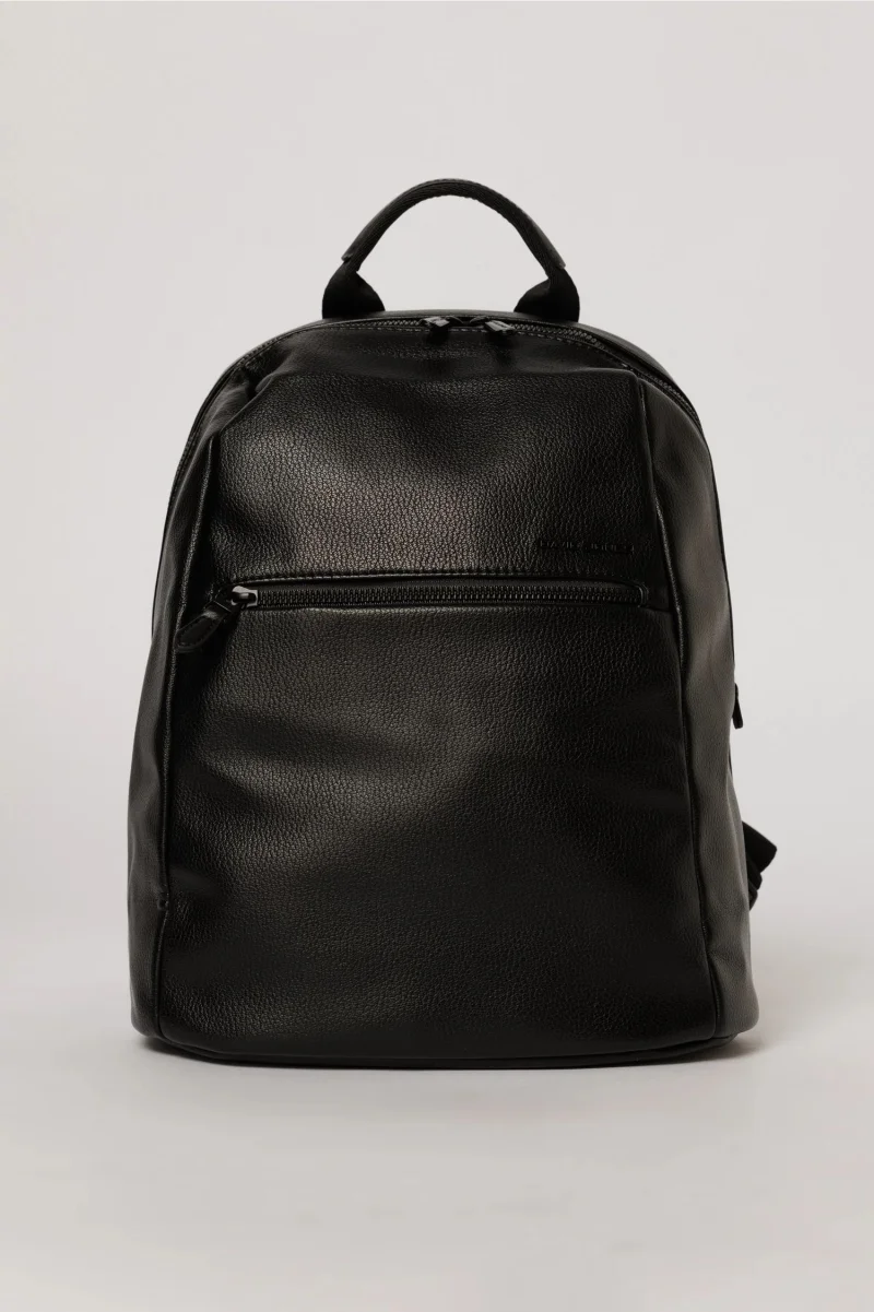 Rucsac casual negru cu buzunar frontal si aspect rafinat
