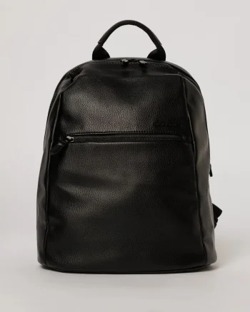 Rucsac casual negru cu buzunar frontal si aspect rafinat