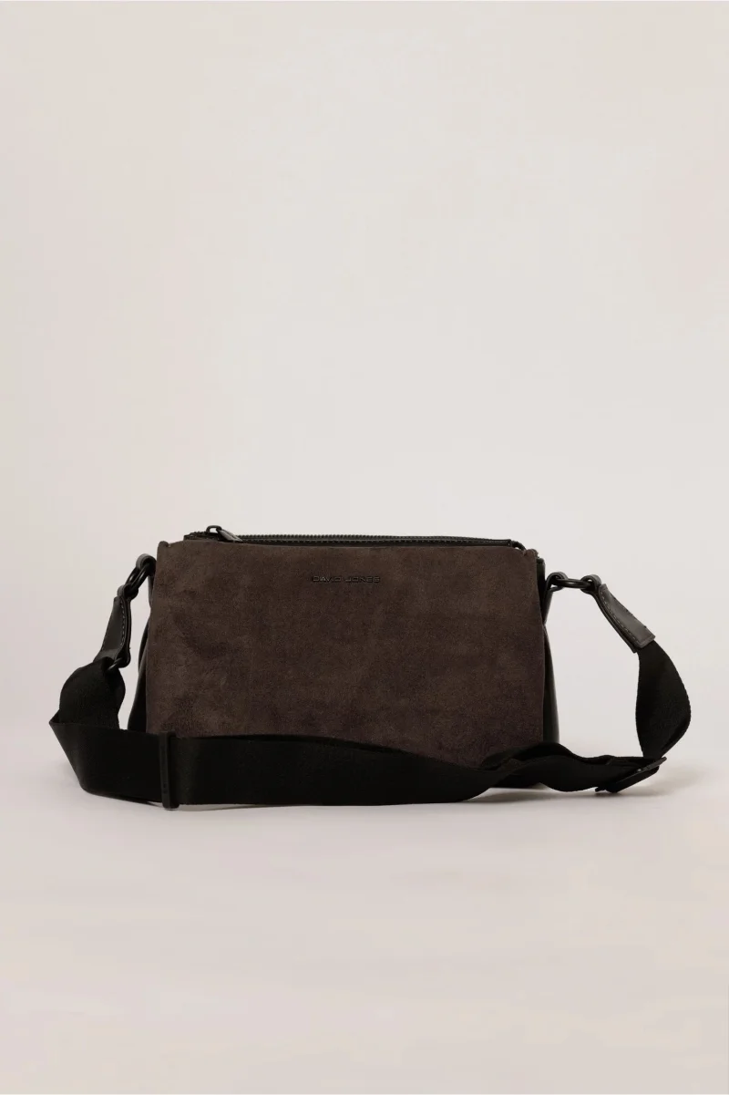Geanta smart casual neagra cu finisaj neted si catifelat