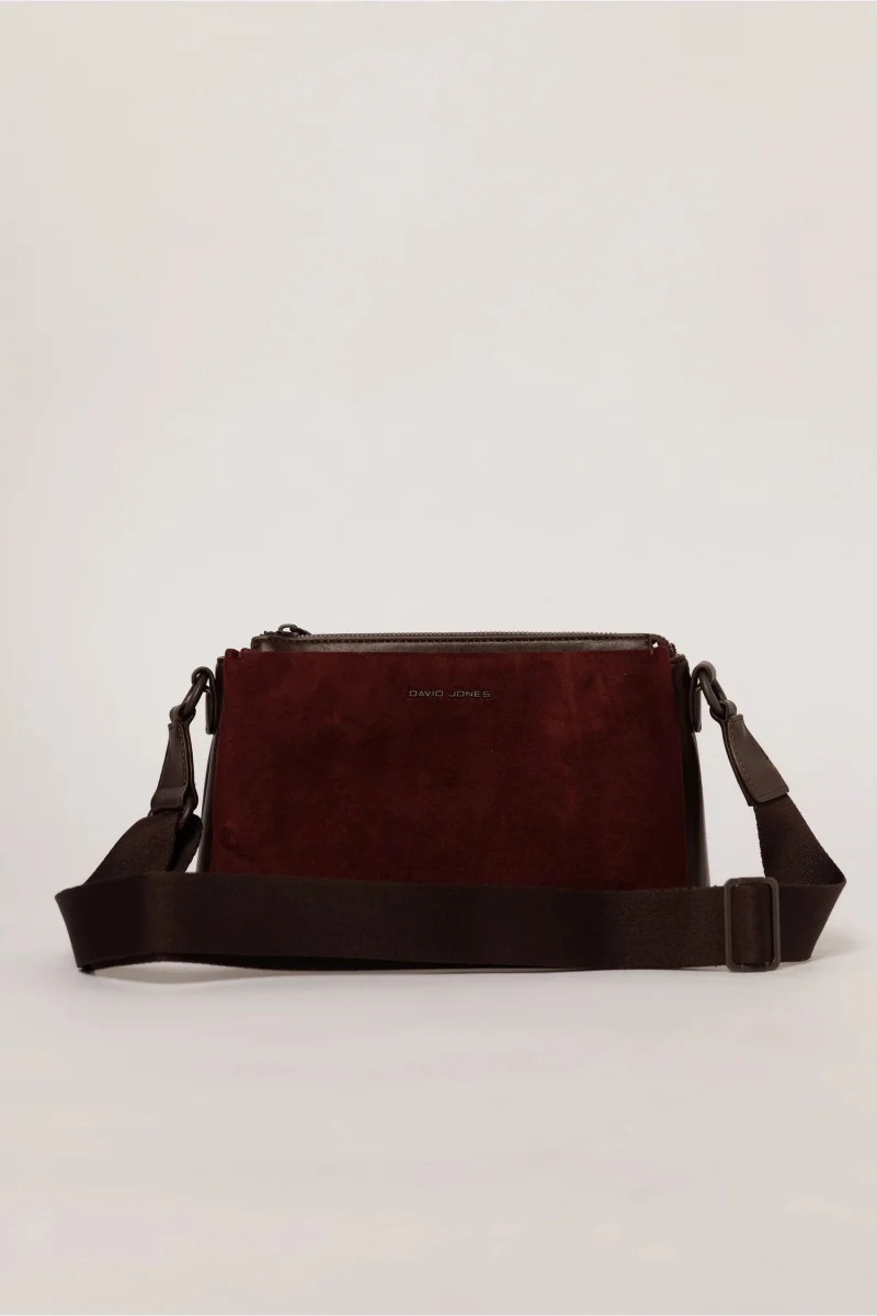 Geanta smart casual bordo cu finisaj neted si catifelat