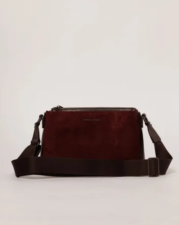 Geanta smart casual bordo cu finisaj neted si catifelat