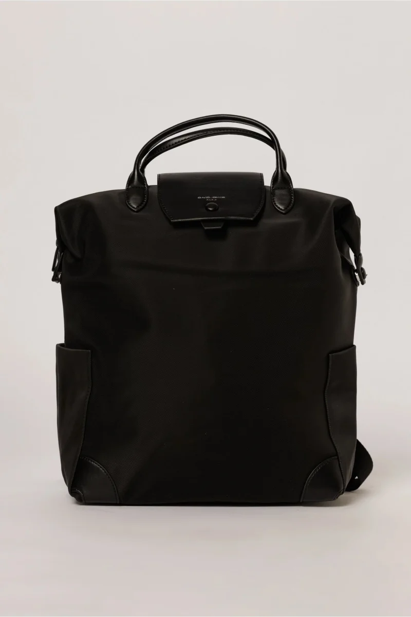 Geanta maxi neagra tip rucsac cu buzunare laterale