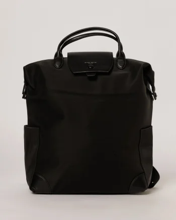 Geanta maxi neagra tip rucsac cu buzunare laterale