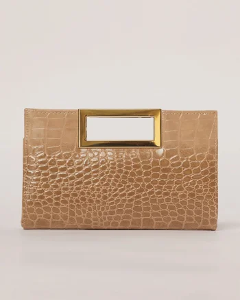 Clutch elegant bej cu design modern crocodil