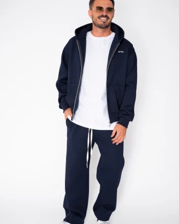 Set Winter CozyWide hanorac cu fermoar si pantalon drept Navy