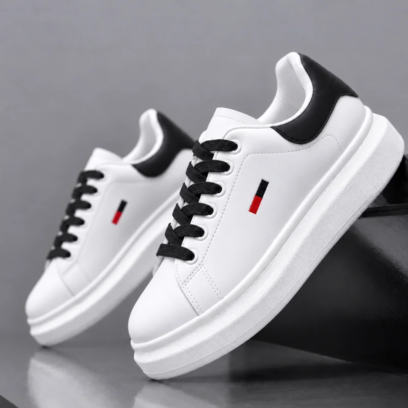 Adidasi barbati casual albi cu sireturi negre 6623