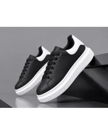 Adidasi barbati casual negri cu talpa alba 6607