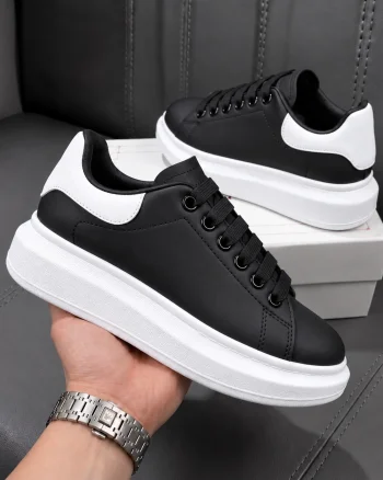 Adidasi dama casual negri cu talpa alba 6607