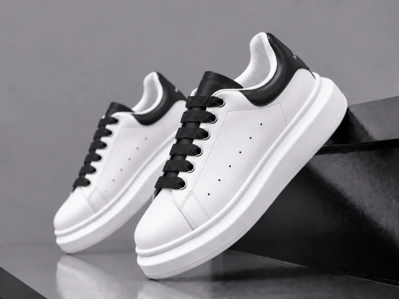 Adidasi unisex vip albi cu sireturi negre  B03  T8-2