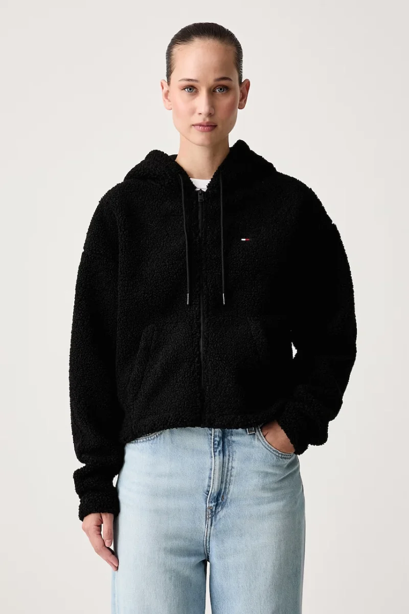 Tommy Jeans  hanorac cu fermoar și glugă pentru femei din polar
