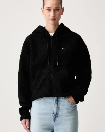 Tommy Jeans  hanorac cu fermoar și glugă pentru femei din polar