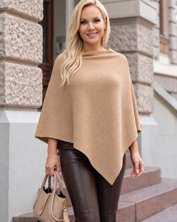 Poncho elegant din tricot fin cu...