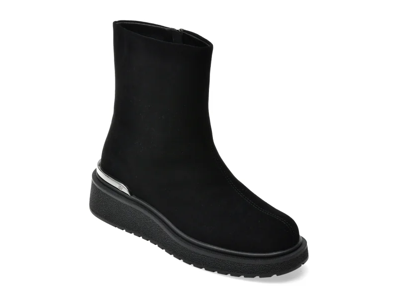 Ghete IMAGE negre, H275M, din piele intoarsa