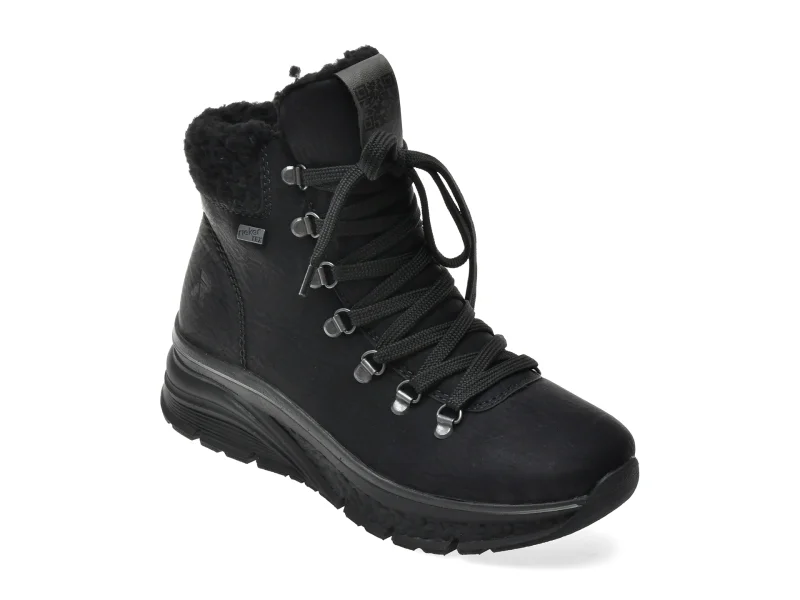 Ghete RIEKER negre, 48034, din piele ecologica