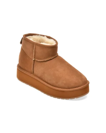 Ghete EMU maro, STINGER MICRO FLATFORM, din piele intoarsa