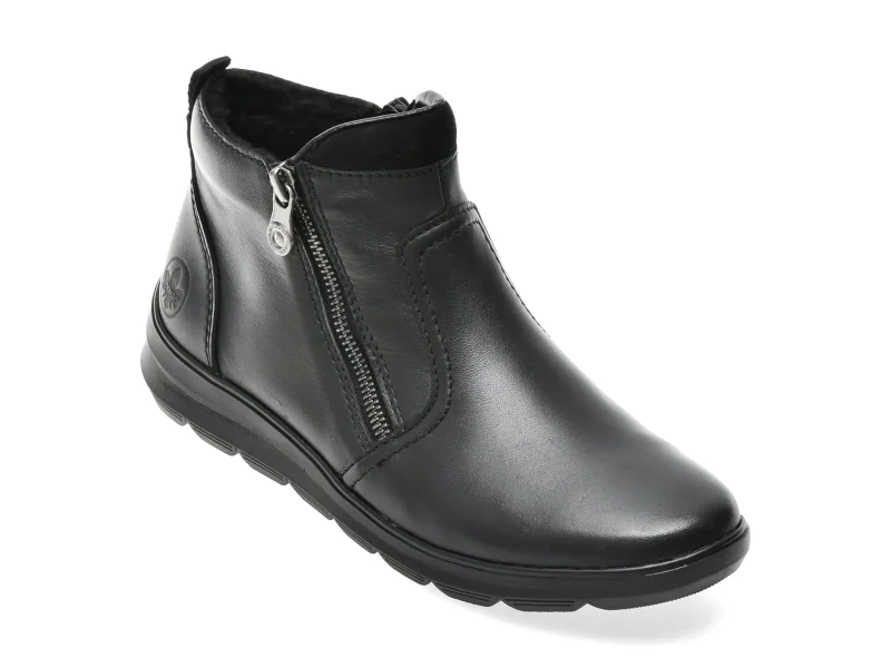 Ghete RIEKER negre, Z0060, din piele naturala