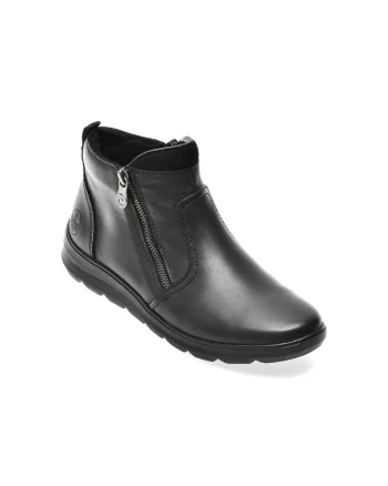 Ghete RIEKER negre, Z0060, din piele naturala
