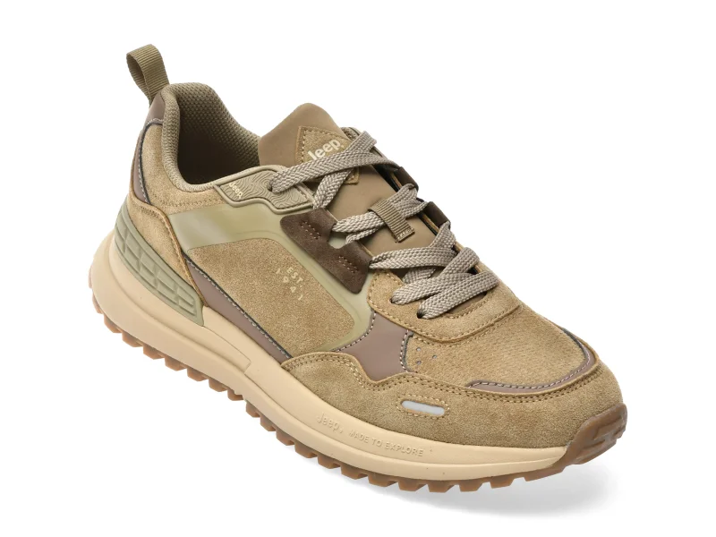 Pantofi sport JEEP kaki, 62101, din piele naturala