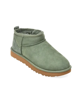 Ghete UGG verzi, CLASSIC ULTRA MINI, din piele intoarsa