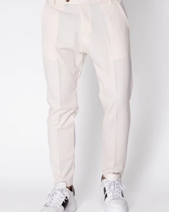 Pantaloni lungi cu nasture Beige