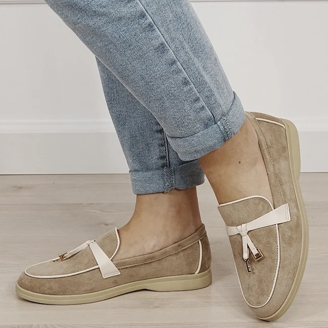 Mocasini bej de tip loafers 1502 01