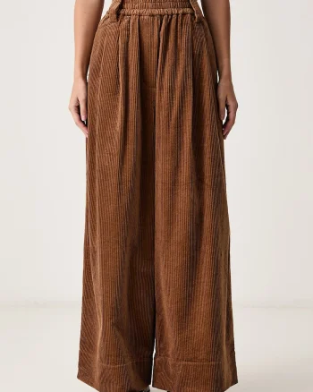Essentiel Antwerp  pantaloni wide leg pentru femei din catifea reiată Kitch