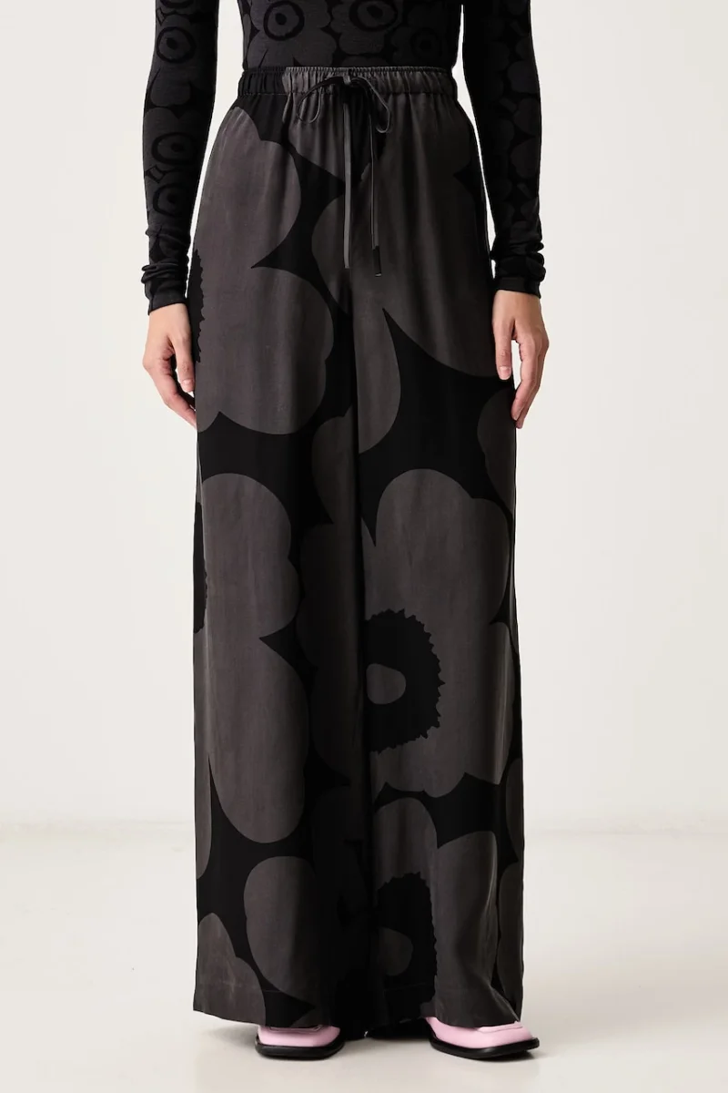 Marimekko  pantaloni wide leg pentru femei cu lyocell