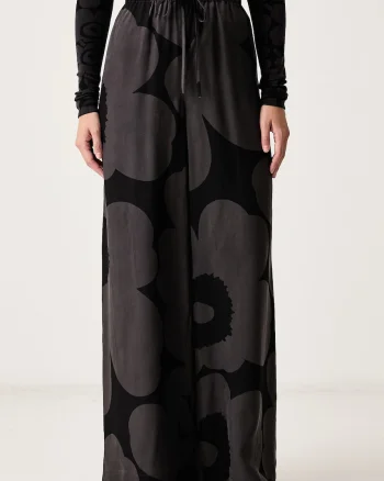 Marimekko  pantaloni wide leg pentru femei cu lyocell