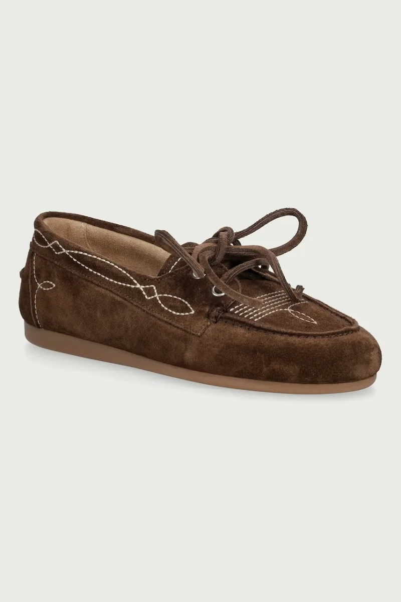 Posa  loafers slip-on pentru femei din piele întoarsă Boat Loafer Prairie