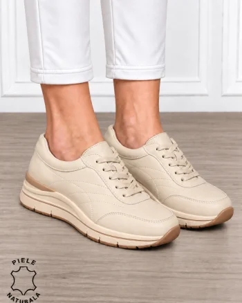 Pantofi casual damă din piele naturală cu design modernl CRL1897 BEJ