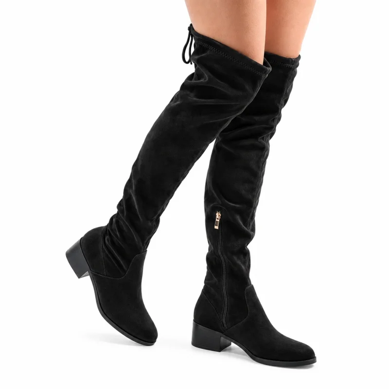 Cizme dama din Piele Ecologica CRL0693 Negru suede