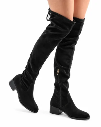 Cizme dama din Piele Ecologica CRL0693 Negru suede