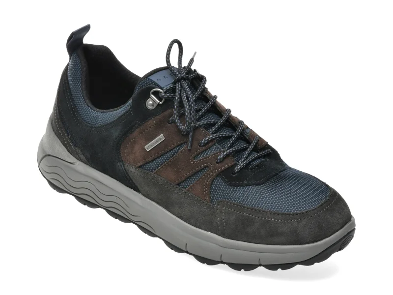 Pantofi sport GEOX maro, U66FDB, din material textil si piele naturala