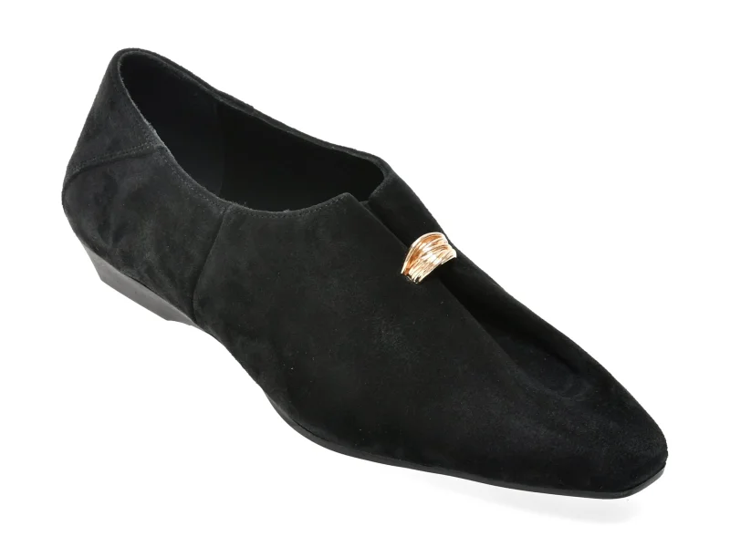 Pantofi EPICA negri, 537H192, din piele intoarsa