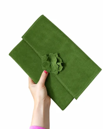 Plic verde din piele naturala intoarsa,handmade
