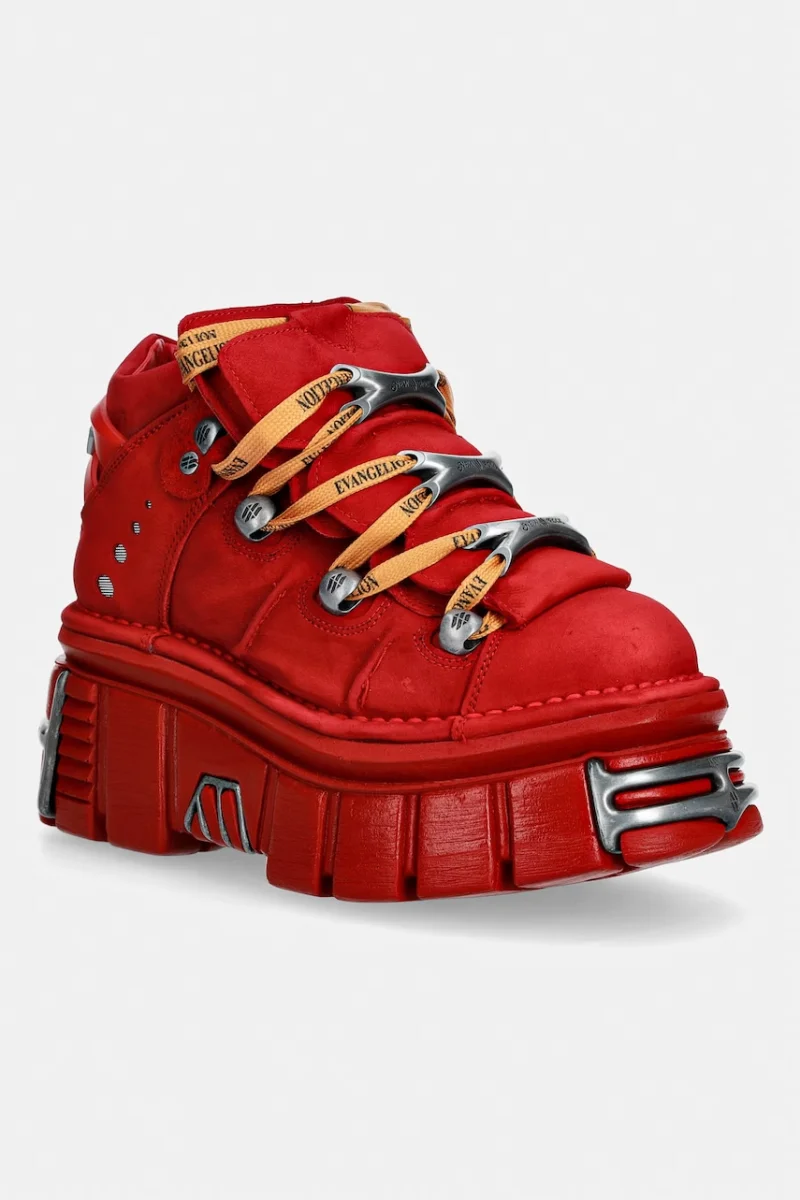 New Rock  încălțăminte pentru femei din nubuck NOBUCK ROJO + IMPERFECT TOWER ROJO TORNILLOS