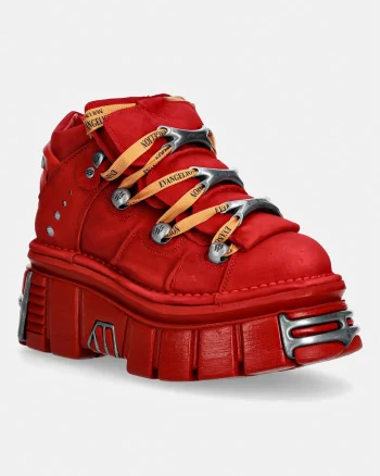 New Rock  încălțăminte pentru femei din nubuck NOBUCK ROJO + IMPERFECT TOWER ROJO TORNILLOS