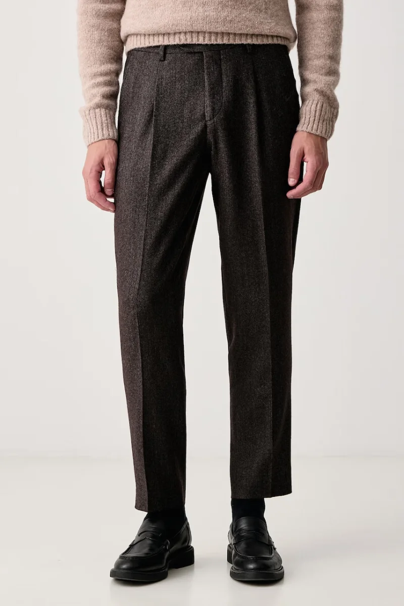 Barbour  pantaloni slim fit pentru bărbați cu lână Carlton
