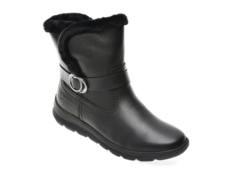 Ghete RIEKER negre, Z0081, din piele naturala