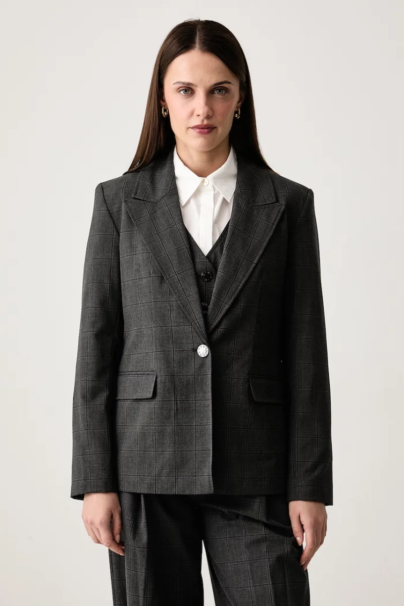 DKNY  sacou cu un singur rând de nasturi pentru femei cu vâscoză