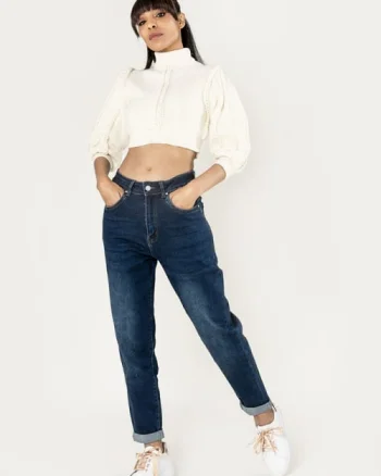Blugi dama Mom Fit Nina Carter Albastru inchis P502-9 M8